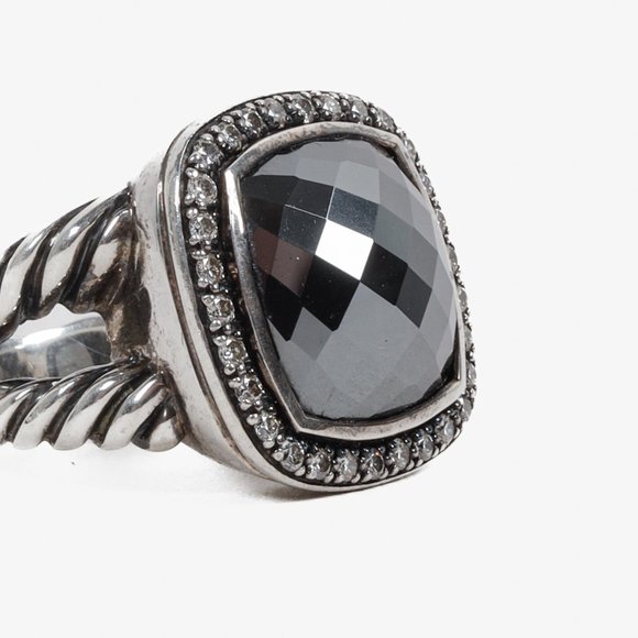 David Yurman Sterling Silver Albion Onyx and Diamond Ring - Picture 5 of 7